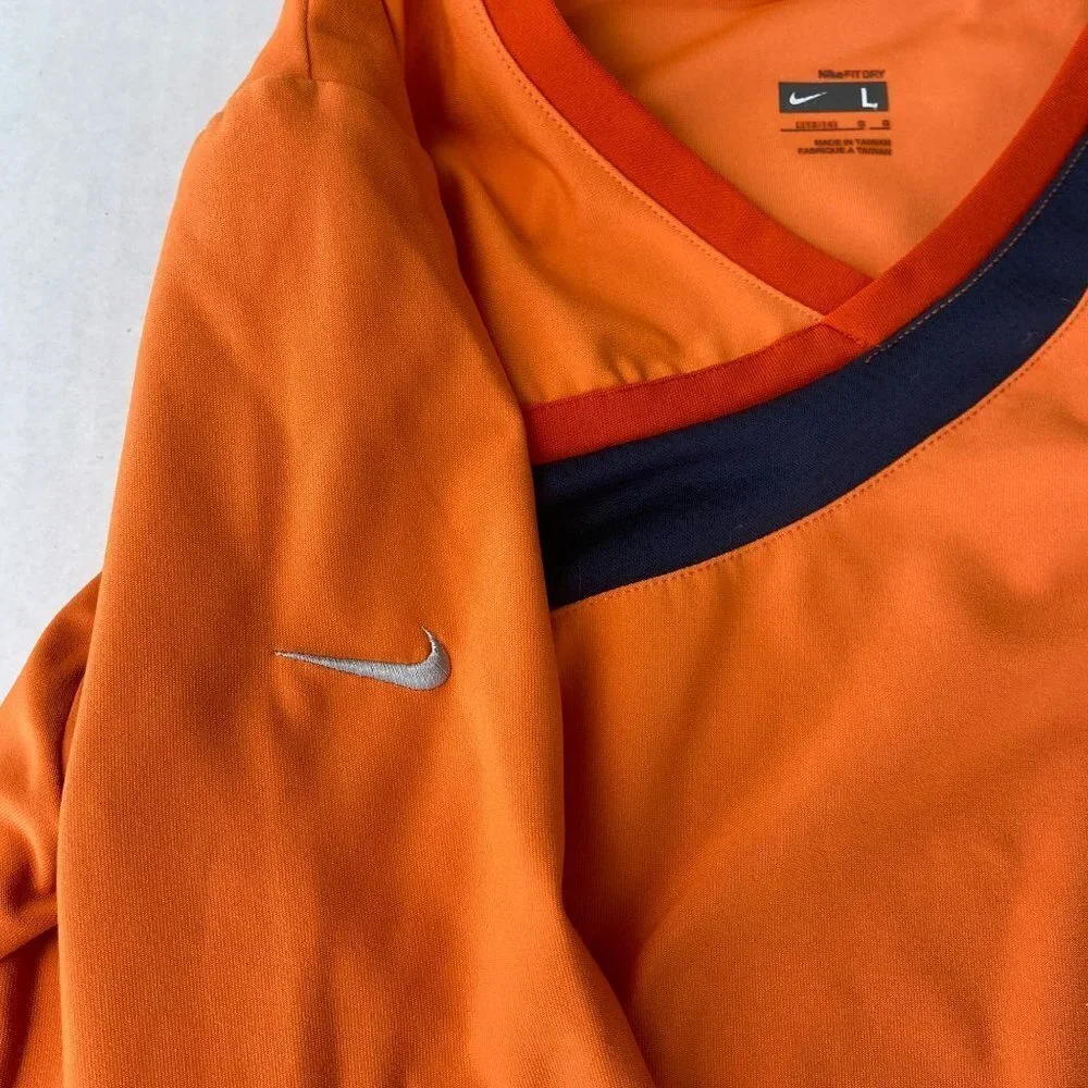 Nike Dri-FIT Orange Black Women Athletic Runner Shirt 3/4 Sleeve Performance Tee - Picture 9 of 10